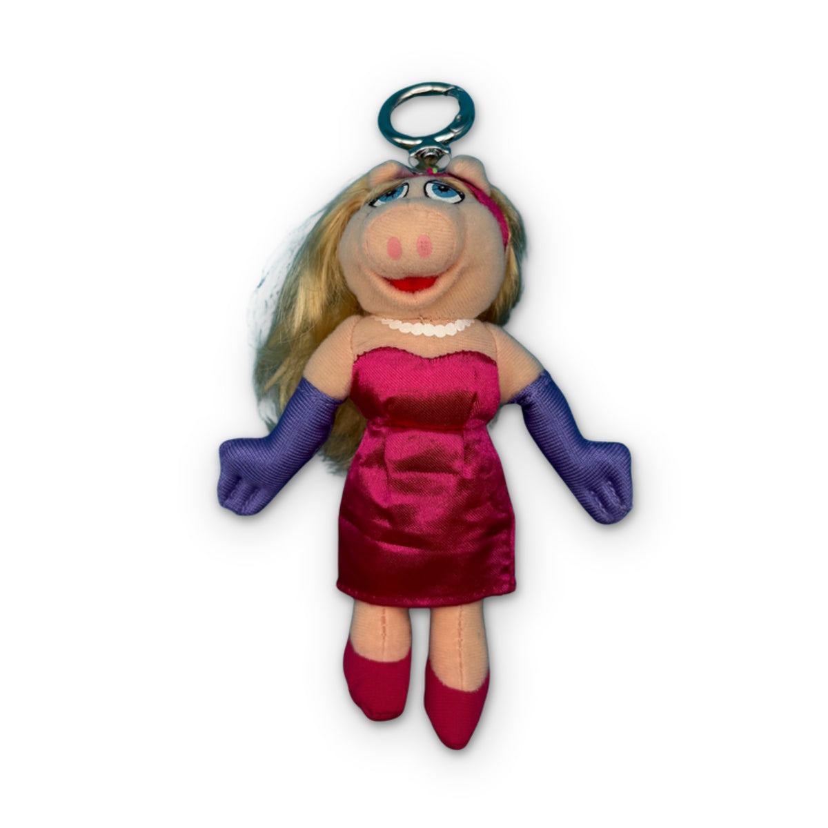 RARE Vintage Y2K McDonald's UK Miss Piggy Plush Bag Charm on a white background