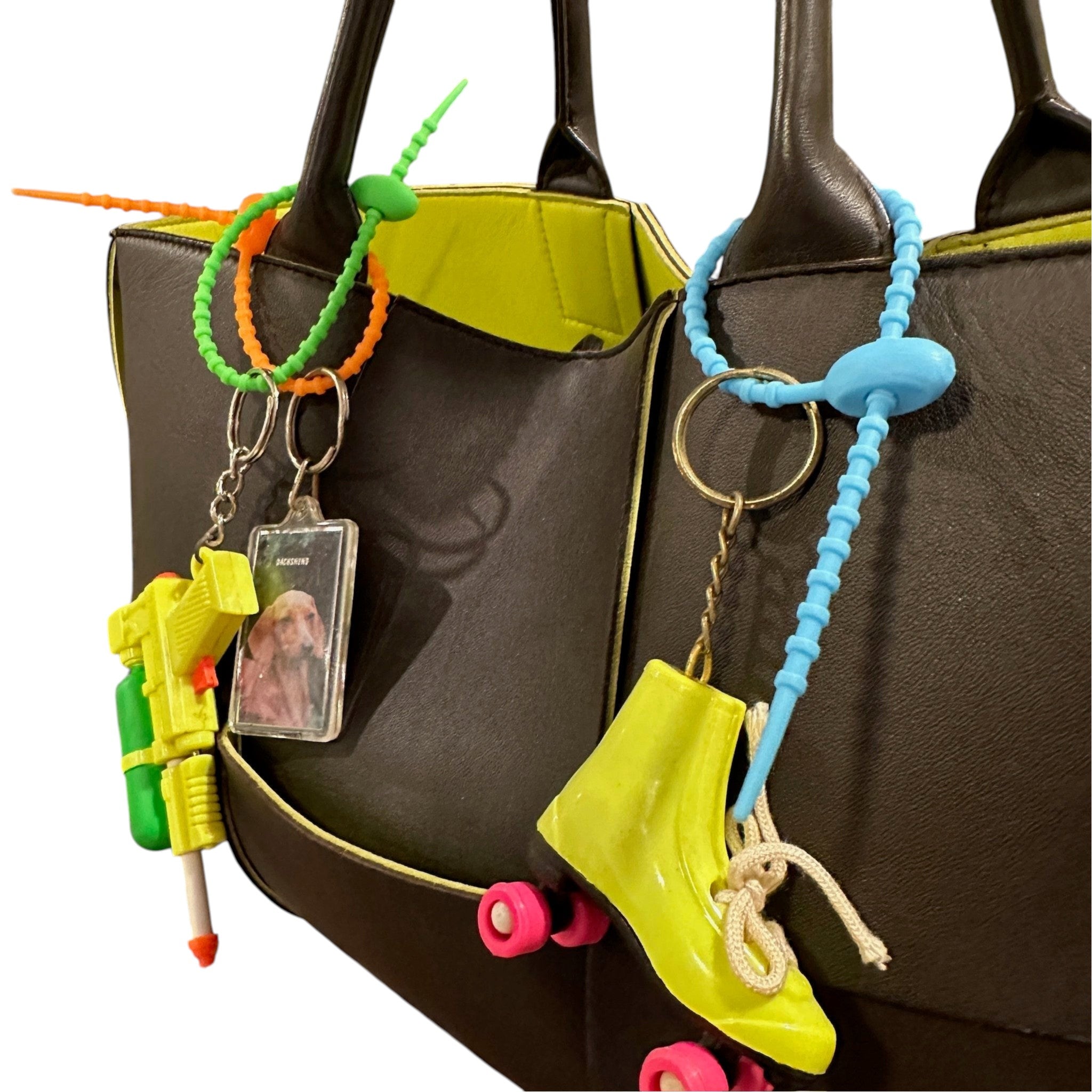Rubber Zip Tie    Attachments: Primary Colors - clips carabiners charms keychains bag designer vintage keychain vintage charms for bag nostalgia vintage keychains y2k collectible - Bag Crap