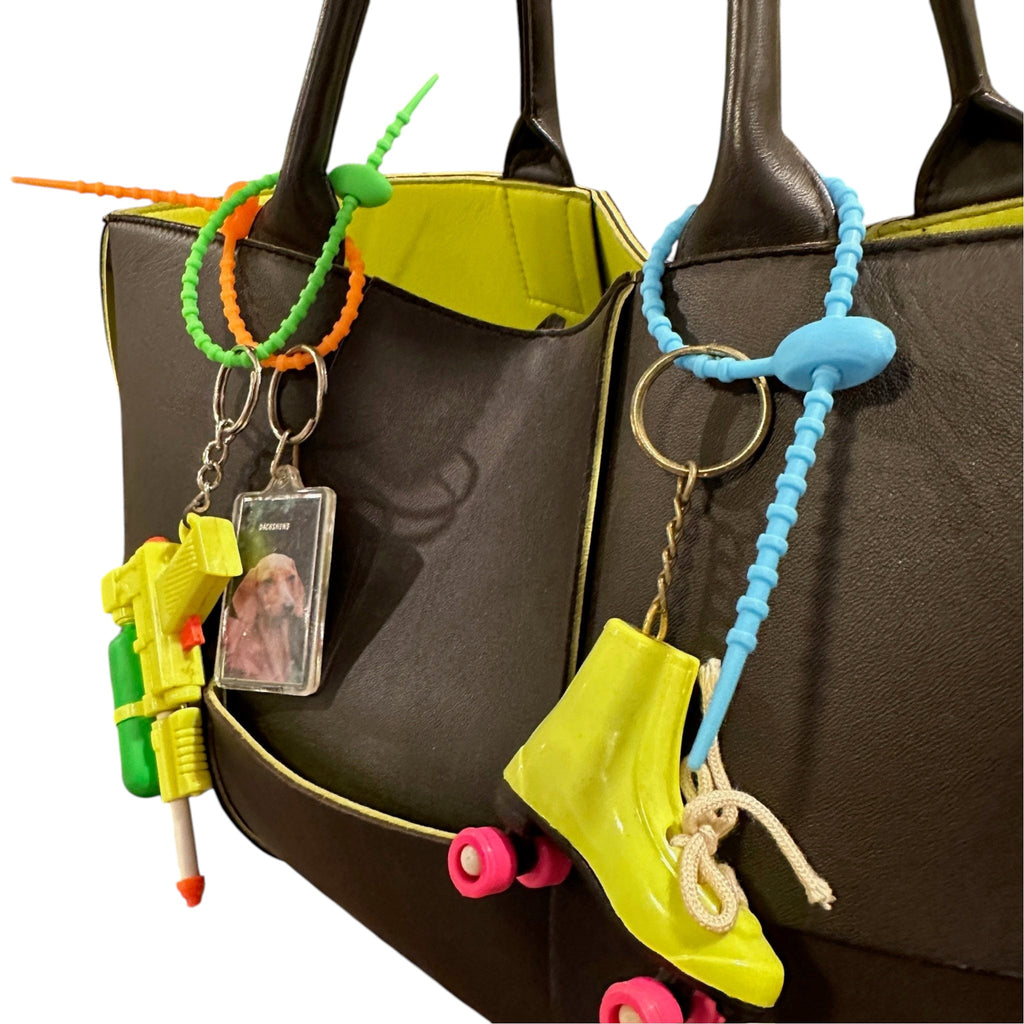 Rubber Zip Tie Bag Charm Keychain Attachments: Primary Colors