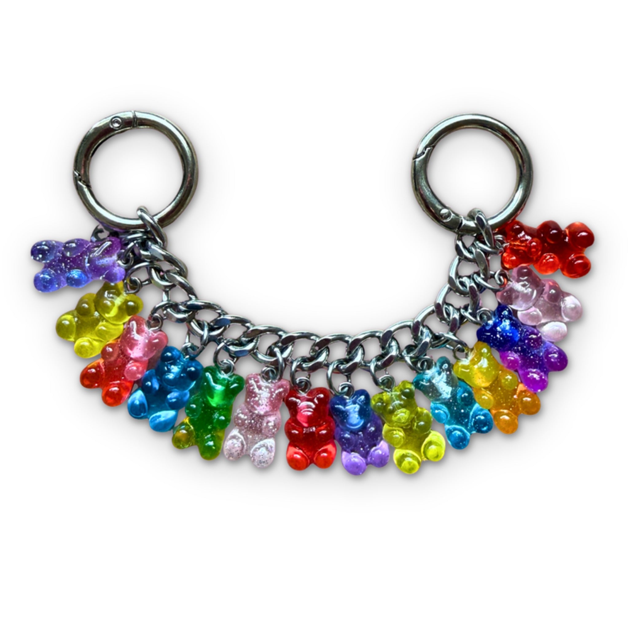 Short Stack Gummy Bear Candy  Chain - Silver - vintage bag charm chains silver nostalgia vintage y2k vintage keychain vintage charms for bag nostalgia vintage keychains y2k collectible - Bag Crap