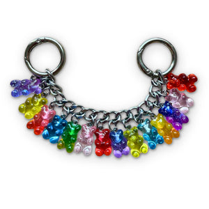 Short Stack Gummy Bear Candy  Chain - Silver - vintage bag charm chains silver nostalgia vintage y2k vintage keychain vintage charms for bag nostalgia vintage keychains y2k collectible - Bag Crap