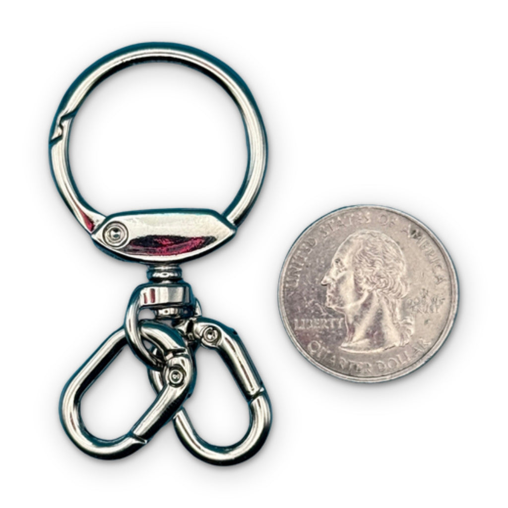 Silver Metal Swivel Spring Clip + 2 Carabiner Clip Attachments