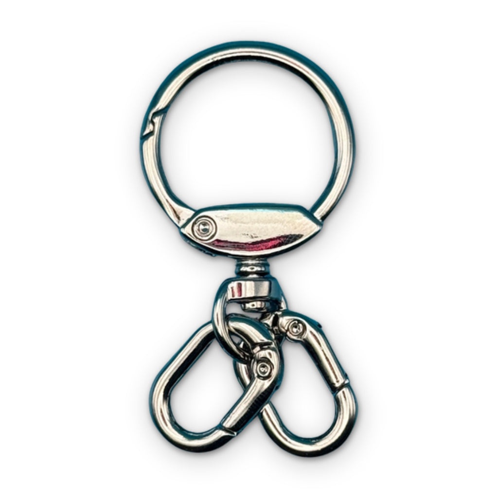 Silver Metal Swivel Spring Clip + 2 Carabiner Clip Attachments