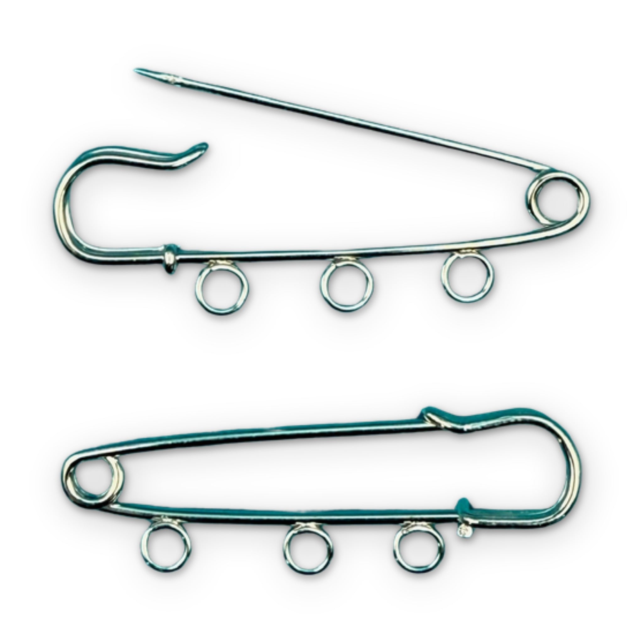 Silver Multi-Loop Safety Pin : 2 Pack - clips carabiners charms keychains bag designer vintage keychain vintage charms for bag nostalgia vintage keychains y2k collectible - Bag Crap