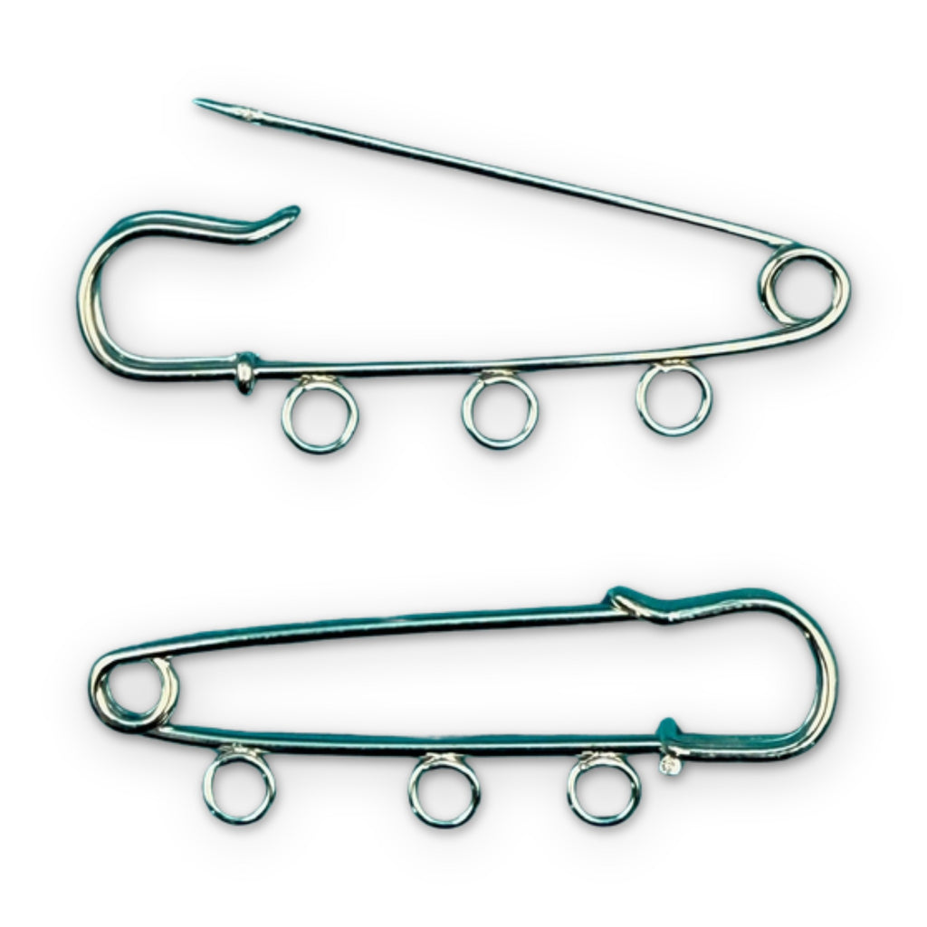 Silver Multi-Loop Safety Pin Charm: 2 Pack