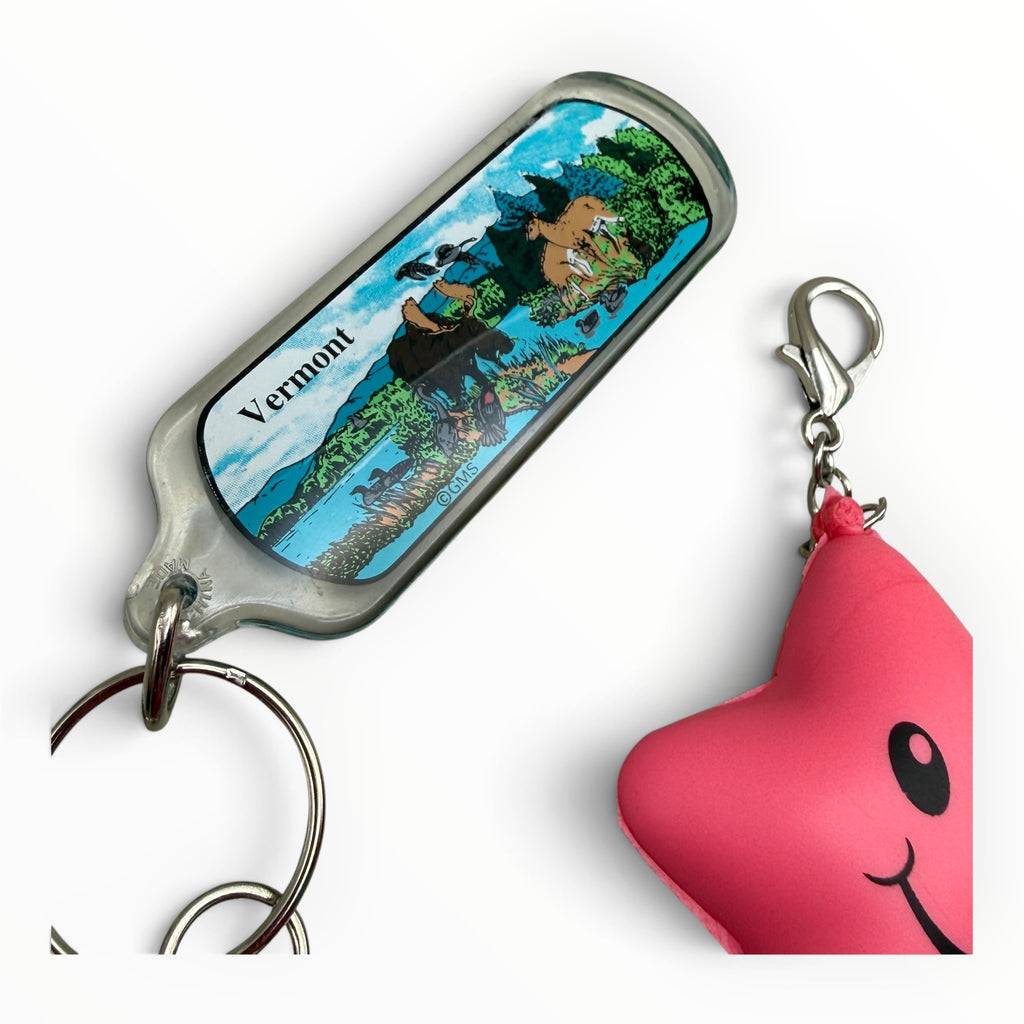 Vintage Junk Drawer Bag Charms & Keychains: Pink & Teal