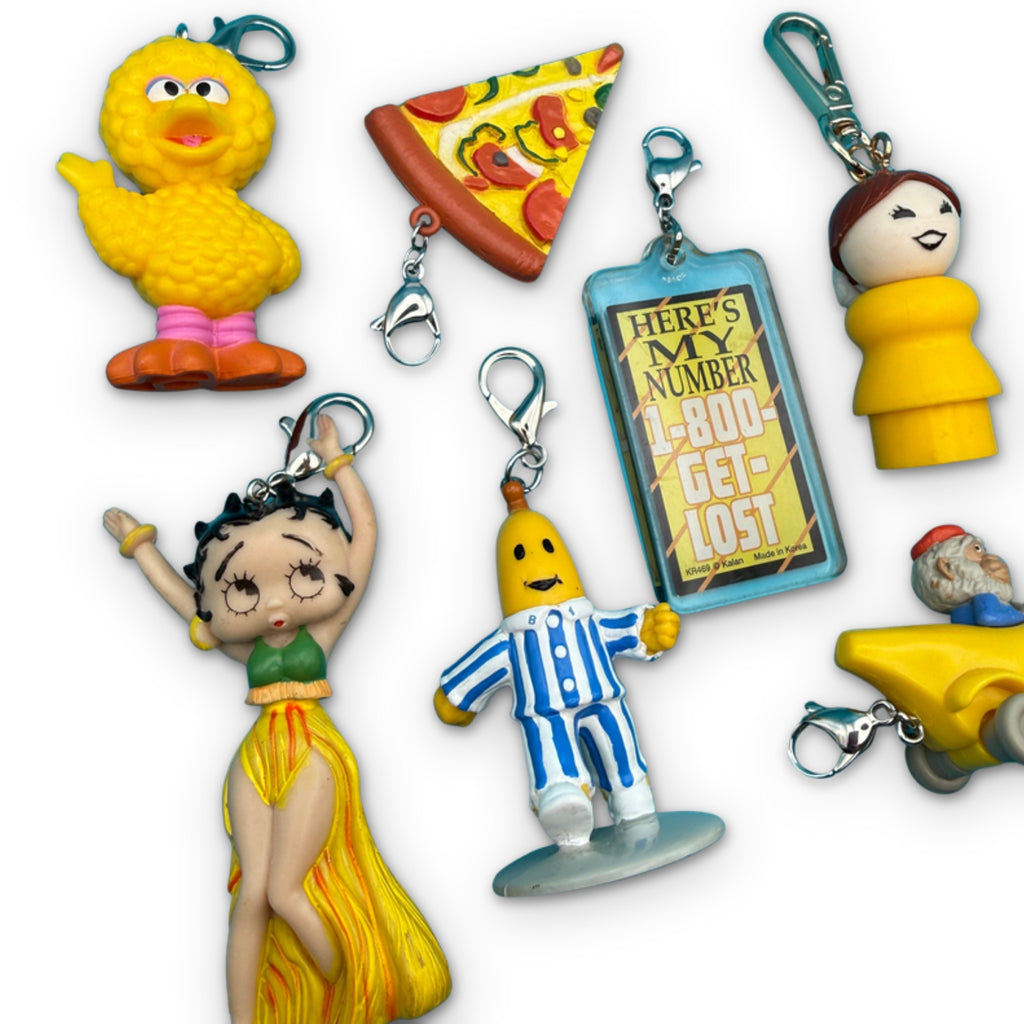 Vintage 1970s-Y2K Yellow Toy Bag Charm Keychain Collection