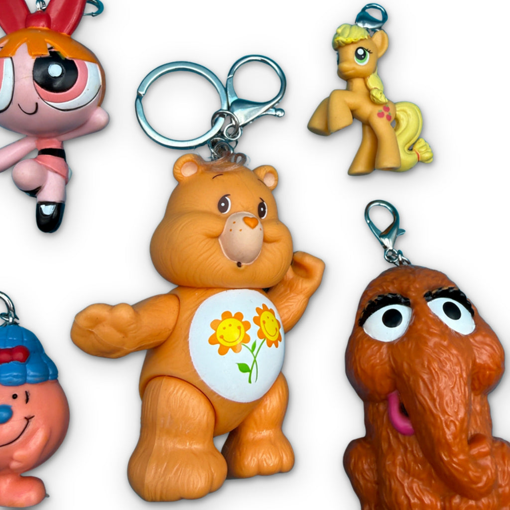 Vintage 1980s-Y2K Orange Toy Bag Charm Keychain Collection