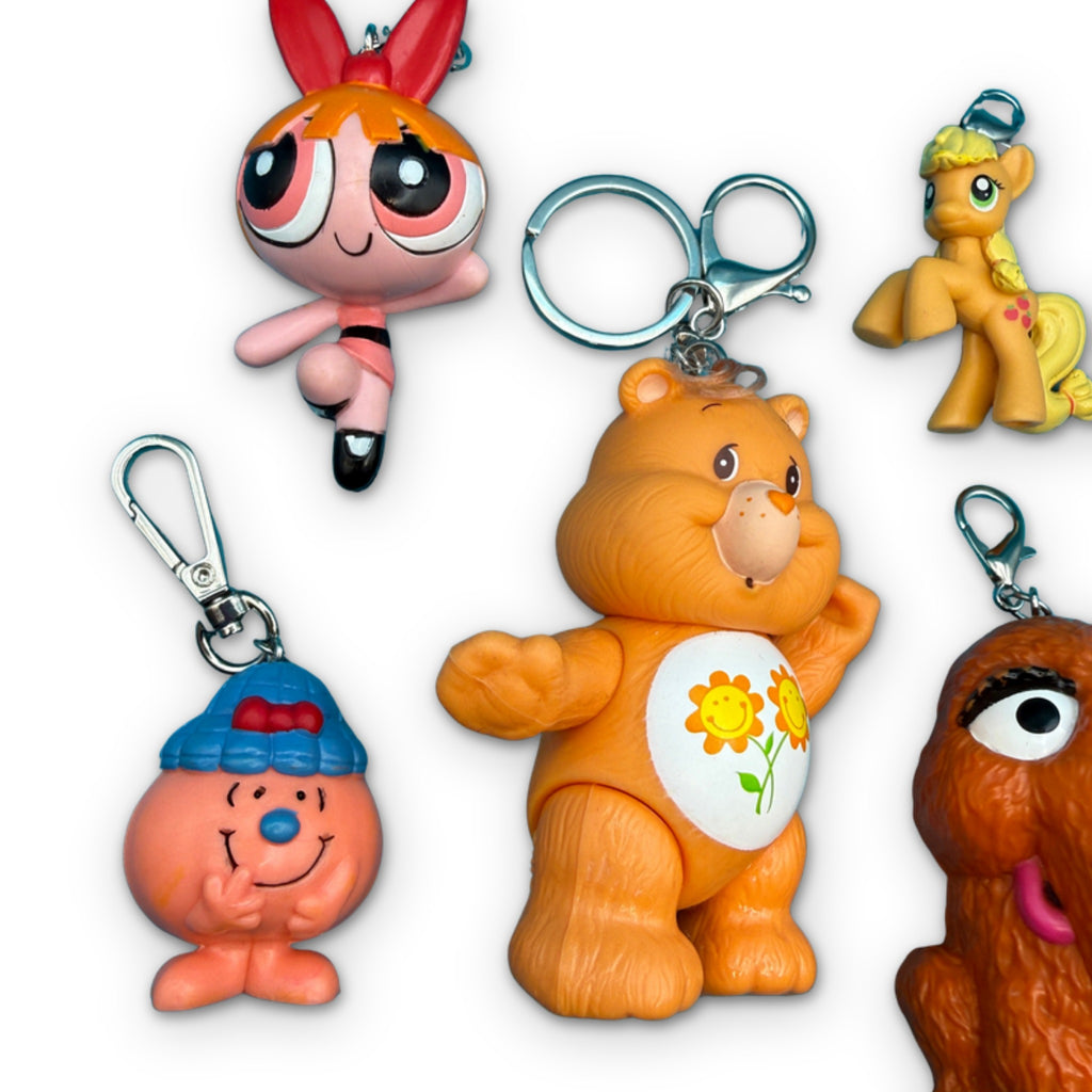 Vintage 1980s-Y2K Orange Toy Bag Charm Keychain Collection