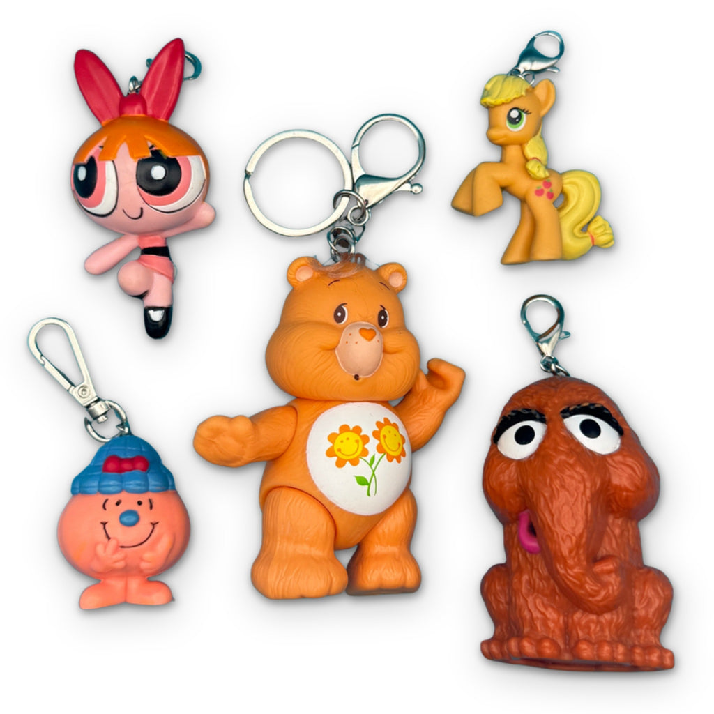 Vintage 1980s-Y2K Orange Toy Bag Charm Keychain Collection