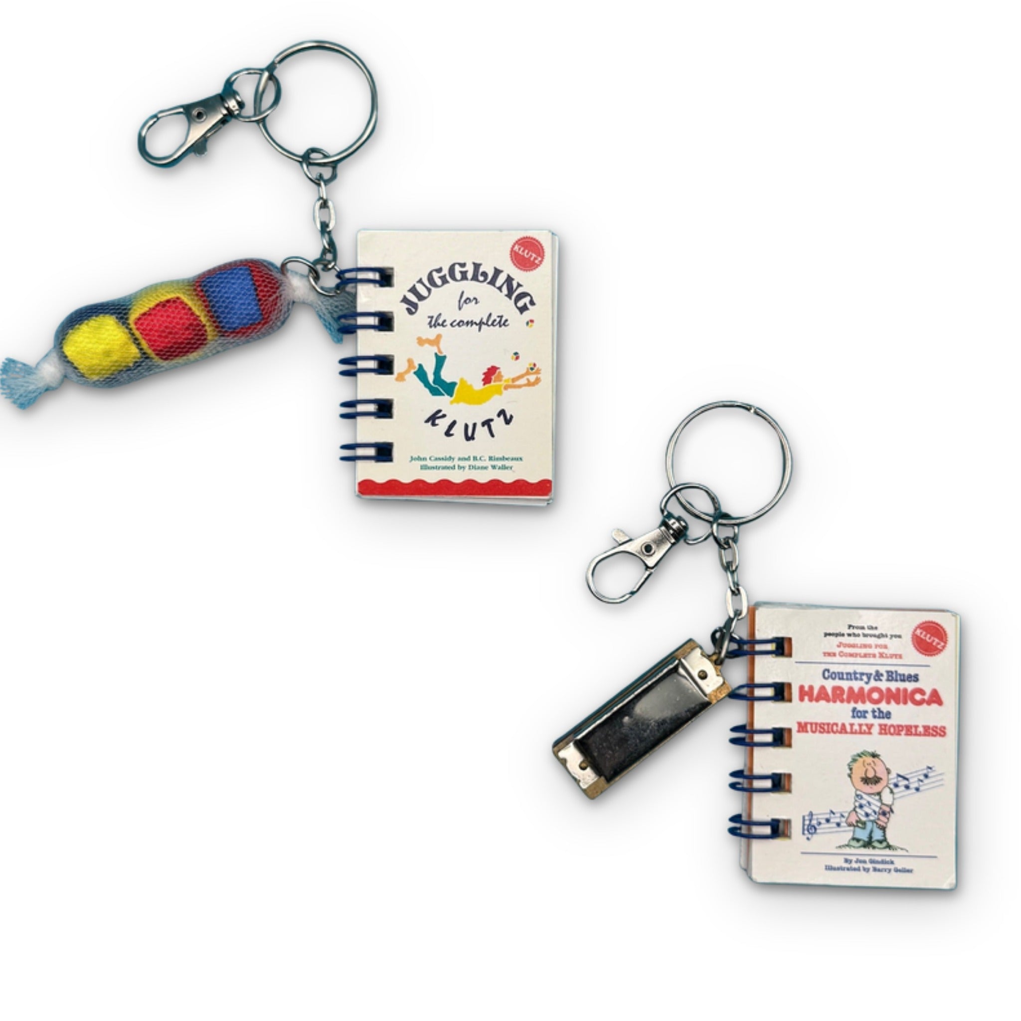 90s Klutz Book s— How To Juggle, Harmonica -  vintage keychain vintage charms for bag nostalgia vintage keychains y2k collectible - Bag Crap