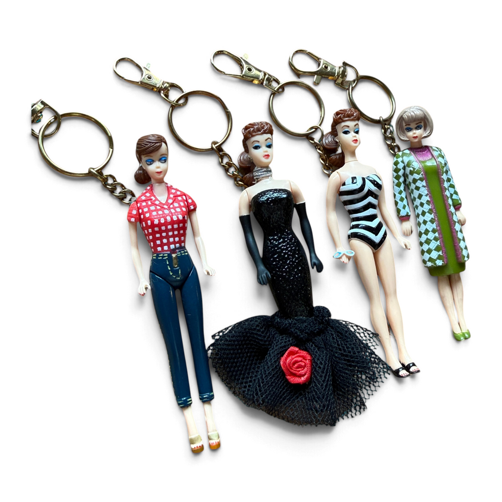 Vintage 90's Rare Brunette Barbie Keychain Bag Charms