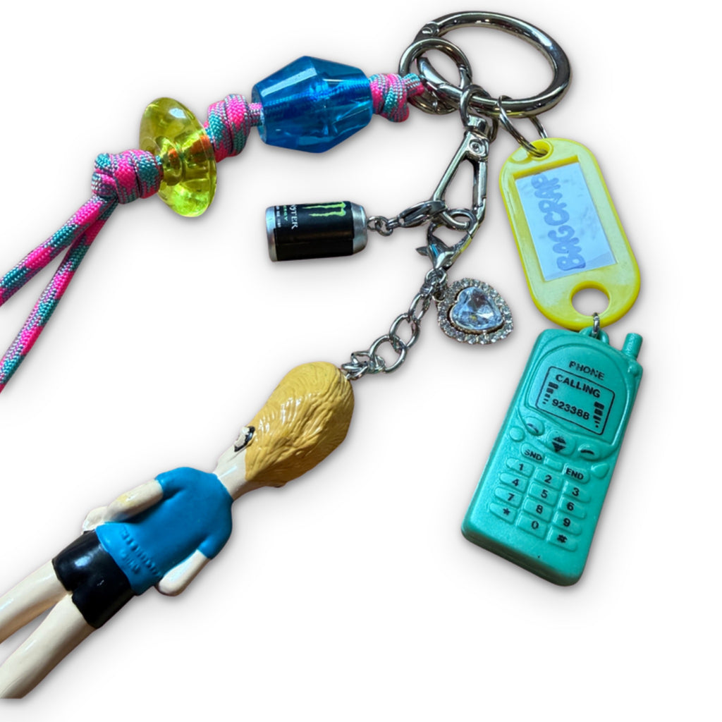 Vintage Beavis Cell Phone Keychain Bag Charm Set