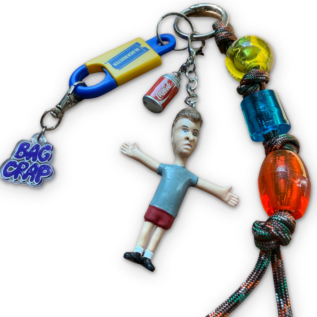 Vintage Butt-Head Blockbuster Keychain Bag Charm Set