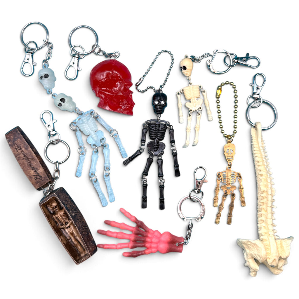 Vintage 1980s-1990s Skeleton Halloween Keychain Bag Charms