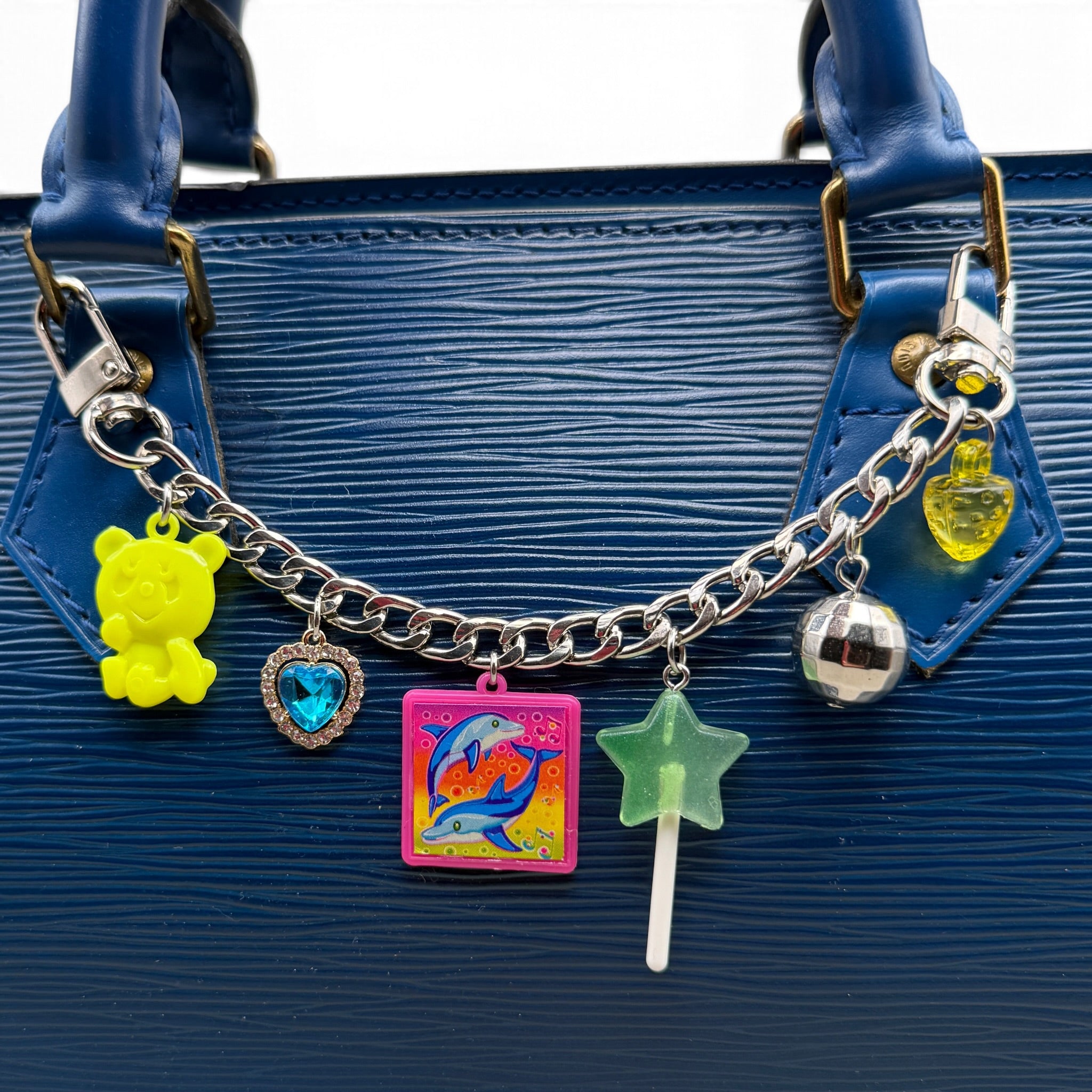 Lisa Frank Dolphin Panda  Chain - vintage bag charm chains silver nostalgia vintage y2k vintage keychain vintage charms for bag nostalgia vintage keychains y2k collectible - Bag Crap
