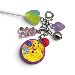 Lisa Frank Golden Retriever -  vintage keychain vintage charms for bag nostalgia vintage keychains y2k collectible - Bag Crap