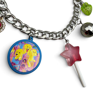 Lisa Frank Puppy Panda  Chain - vintage bag charm chains silver nostalgia vintage y2k vintage keychain vintage charms for bag nostalgia vintage keychains y2k collectible - Bag Crap