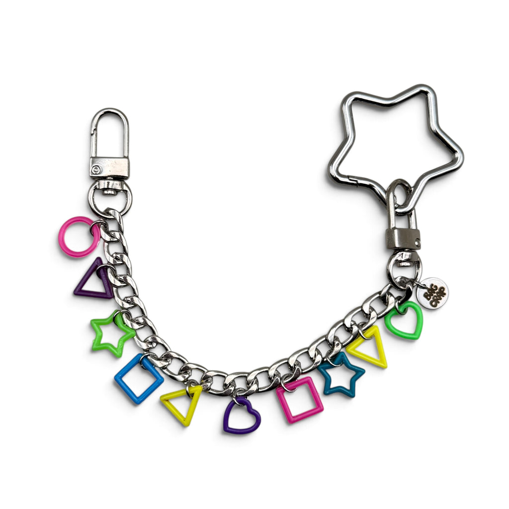 Vintage Lisa Frank Rainbow Shapes Bag Charm - Silver