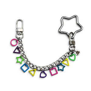 Lisa Frank Rainbow Shapes   - Silver - vintage bag charm chains silver nostalgia vintage y2k vintage keychain vintage charms for bag nostalgia vintage keychains y2k collectible - Bag Crap