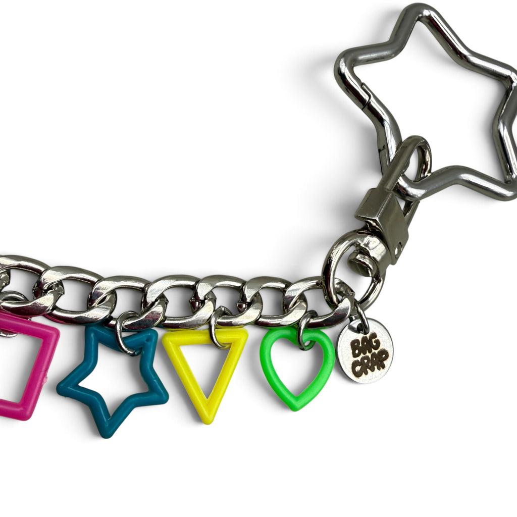 Vintage Lisa Frank Rainbow Shapes Bag Charm - Silver
