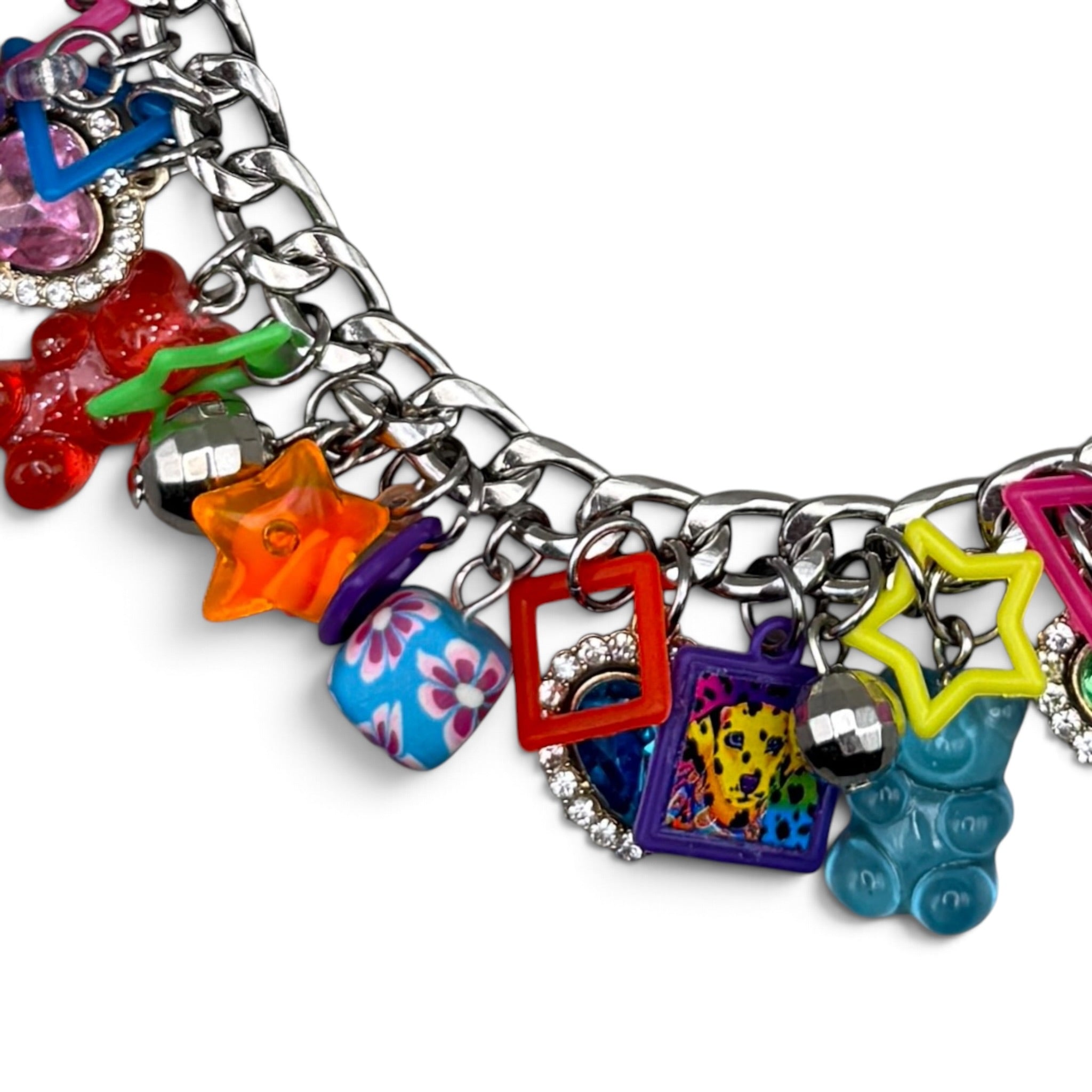 Lisa Frank Trinket Stacked  Chain - vintage bag charm chains silver nostalgia vintage y2k vintage keychain vintage charms for bag nostalgia vintage keychains y2k collectible - Bag Crap
