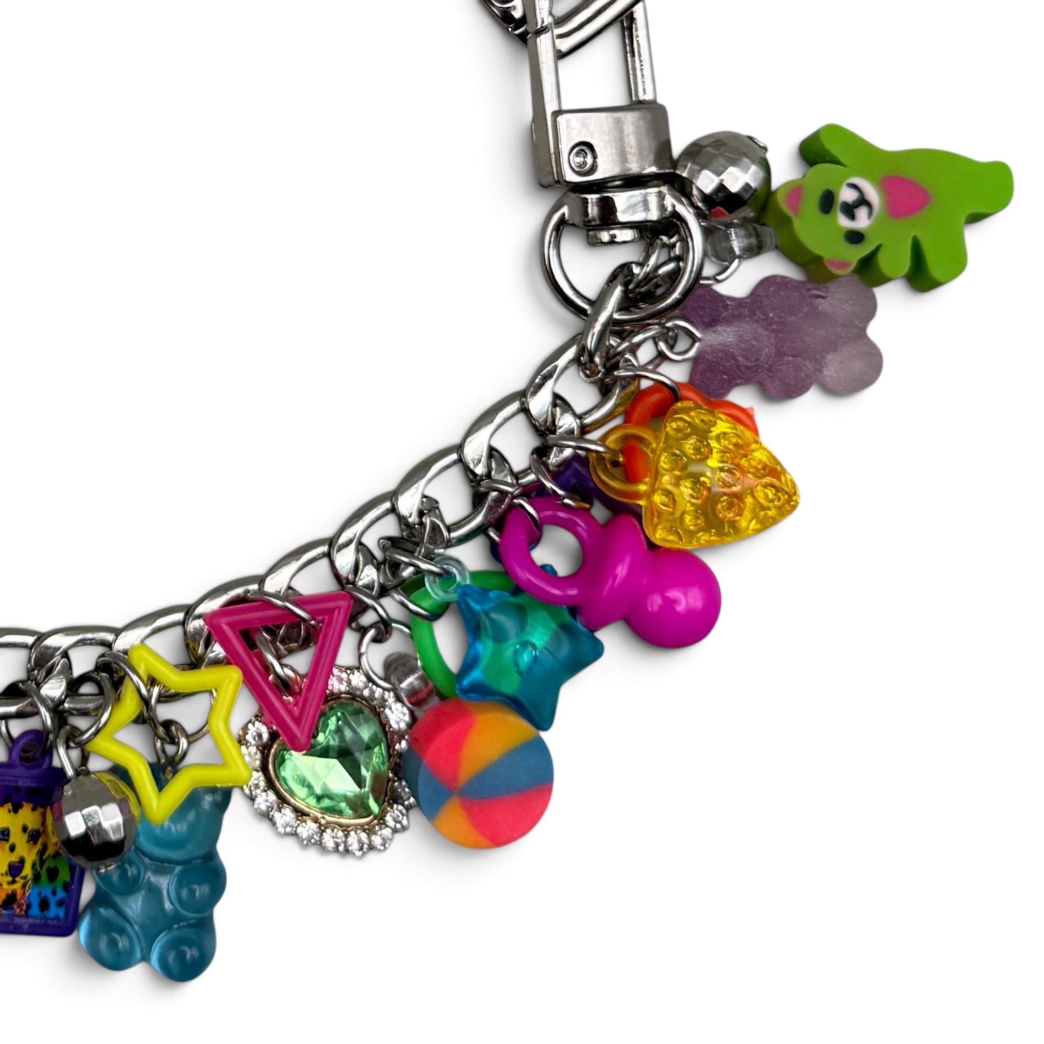 Lisa Frank Trinket Stacked  Chain - vintage bag charm chains silver nostalgia vintage y2k vintage keychain vintage charms for bag nostalgia vintage keychains y2k collectible - Bag Crap