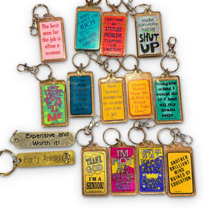 Novelty Funny Phrase s: You Pick -  vintage keychain vintage charms for bag nostalgia vintage keychains y2k collectible - Bag Crap