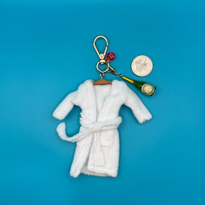 Miniature Bathrobe + Champagne   Set -  vintage keychain vintage charms for bag nostalgia vintage keychains y2k collectible - Bag Crap