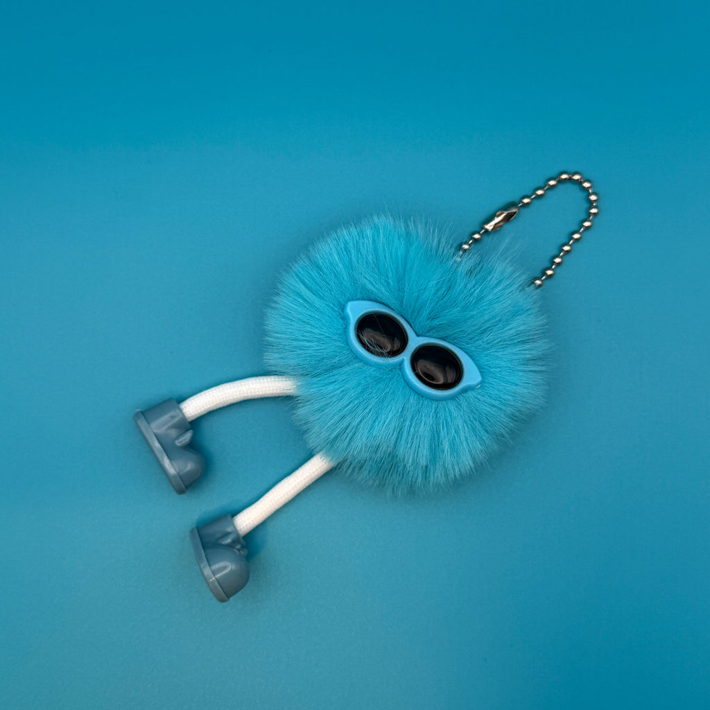 Bright Blue Pom Pom Walking Weirdo Bag Charm