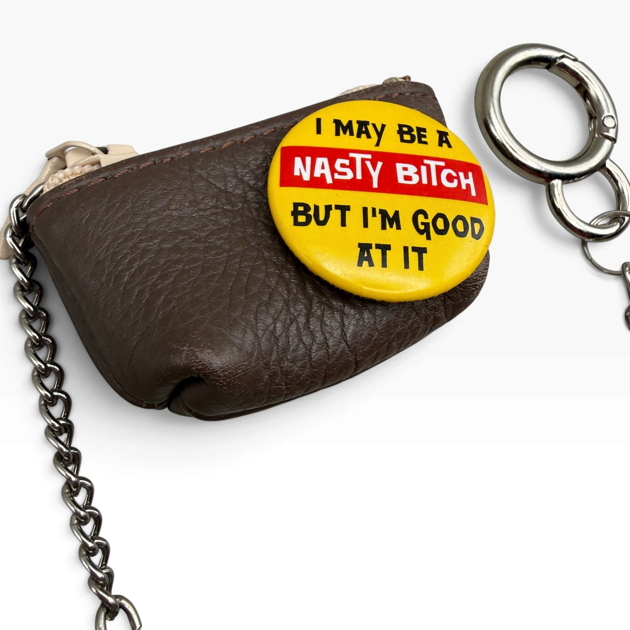 Novelty Phrase Button Mini-Pouch  s -  vintage keychain vintage charms for bag nostalgia vintage keychains y2k collectible - Bag Crap