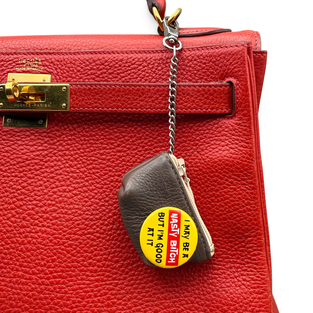 Vintage Novelty Phrase Button Mini-Pouch Bag Charms