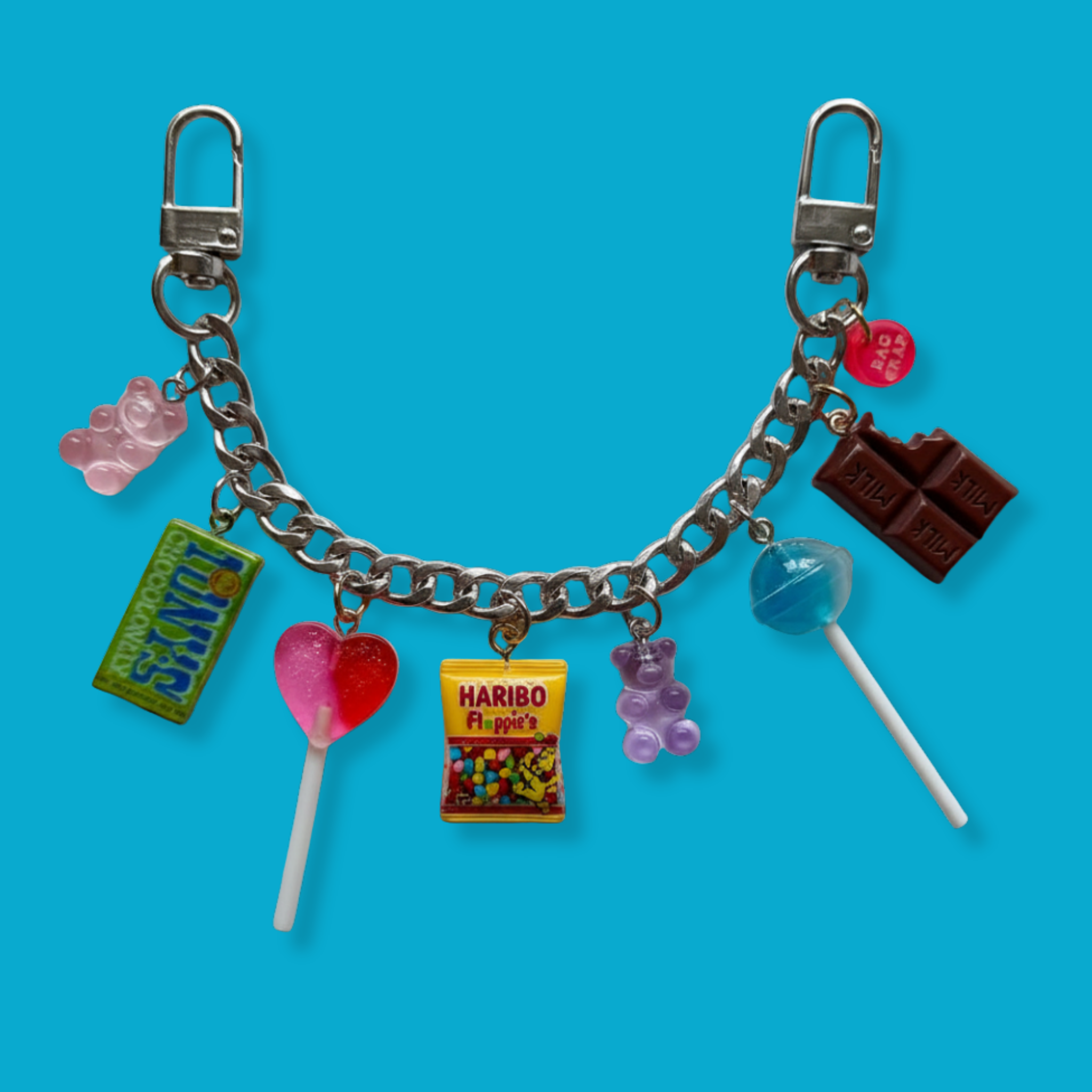 Colorful Crafted Candy   Chain - Gold or Silver - vintage bag charm chains silver nostalgia vintage y2k vintage keychain vintage charms for bag nostalgia vintage keychains y2k collectible - Bag Crap