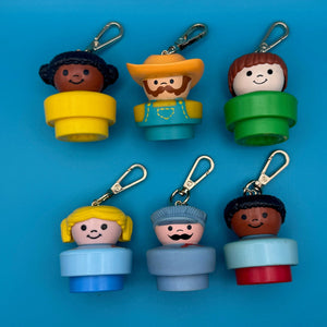 1990s Fisher Price Chunky People  s — Gold Hardware -  vintage keychain vintage charms for bag nostalgia vintage keychains y2k collectible - Bag Crap