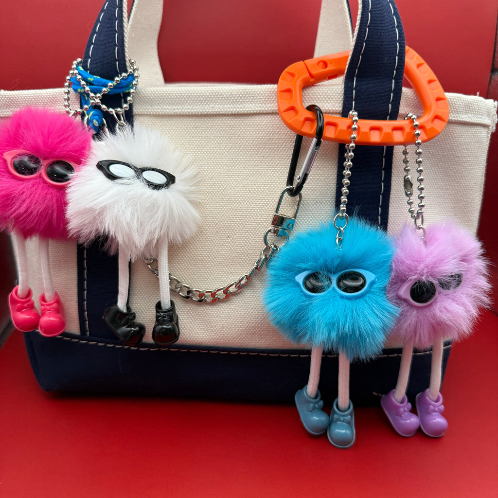 Bright Blue Pom Pom Walking Weirdo Bag Charm