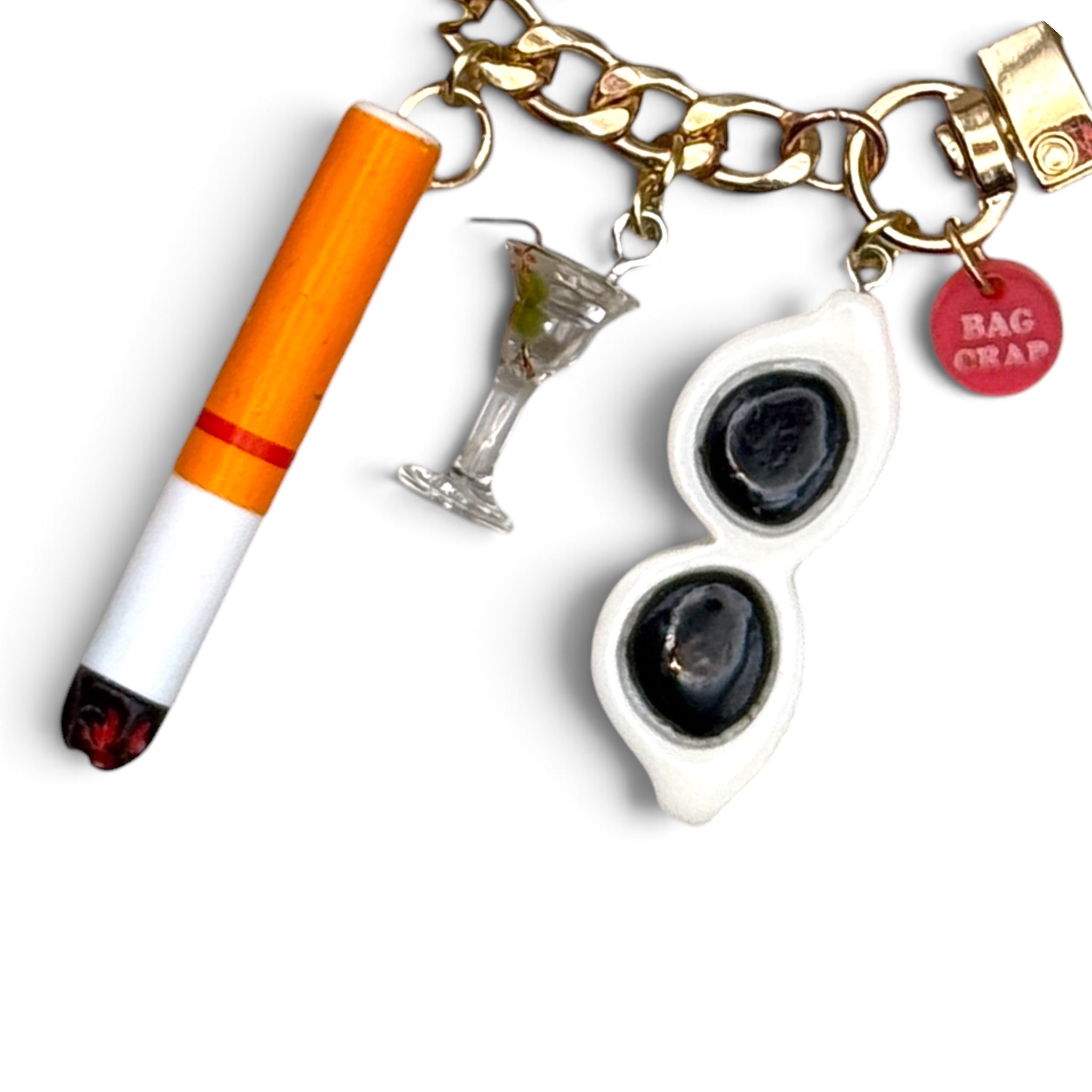BAG CRAP Miniature Martini Gold   Chain -  vintage keychain vintage charms for bag nostalgia vintage keychains y2k collectible - Bag Crap
