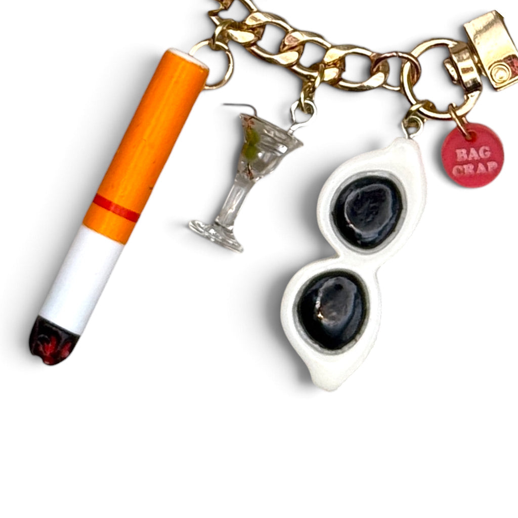 BAG CRAP Miniature Martini Gold Bag Charm Chain