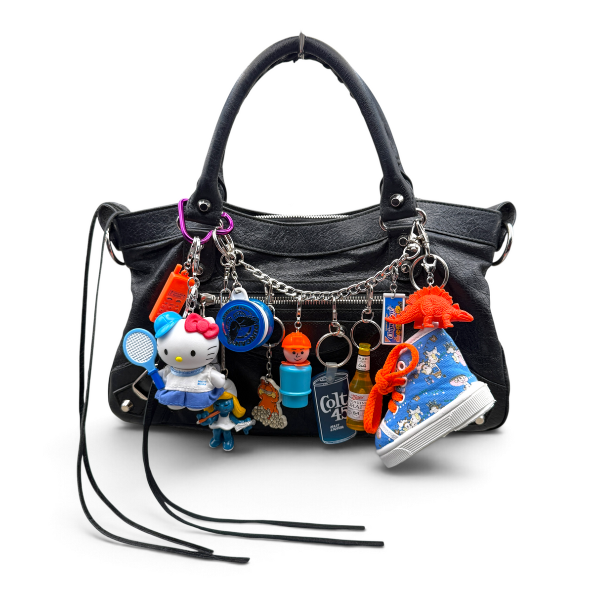 Vintage Junk Drawer Keychains & Bag Charms: Blue & Orange