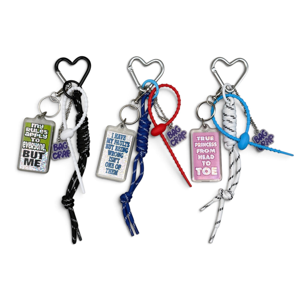 Vintage Y2K Funny Phrase Keychain Bag Charm Sets