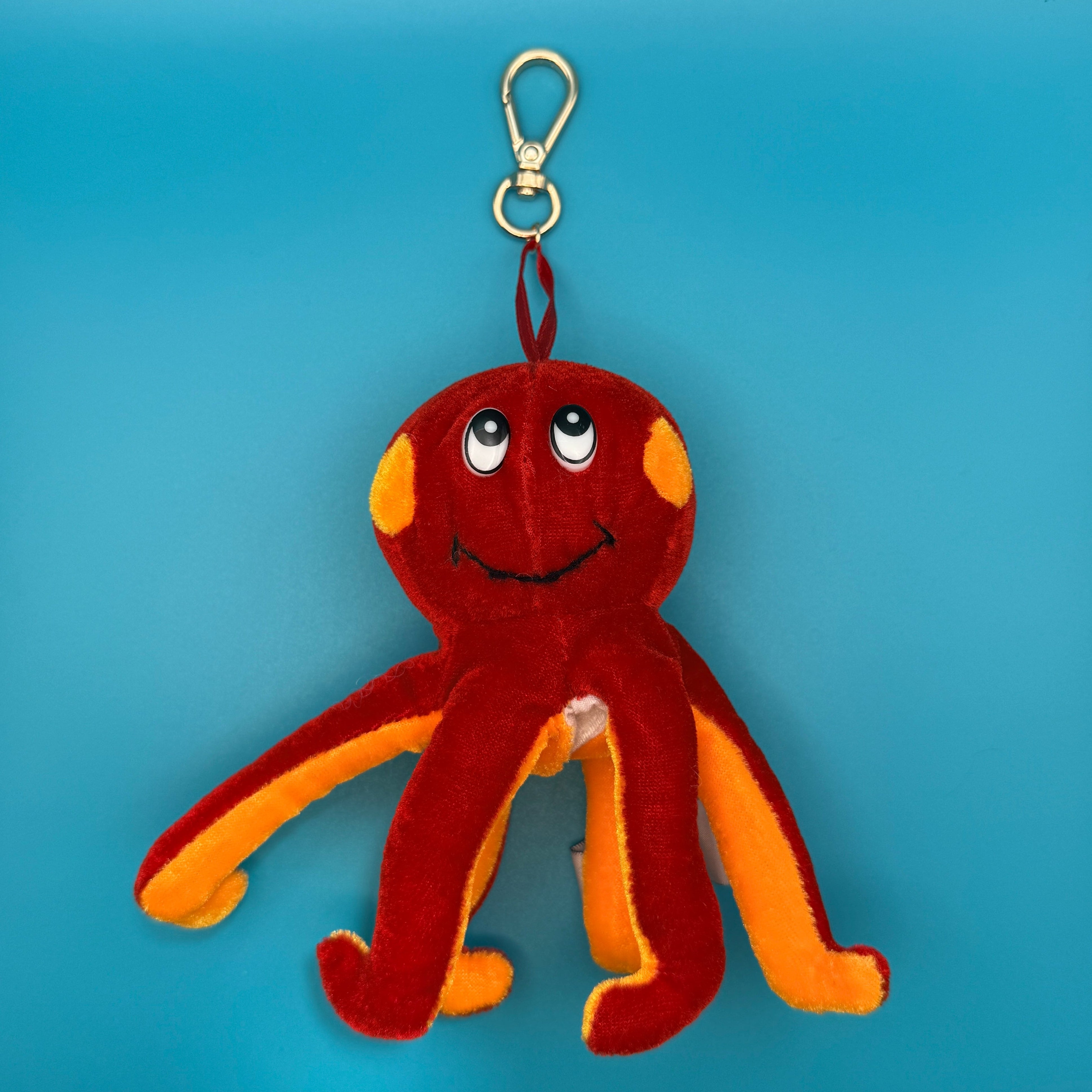 90s Red Plush Octopus -  vintage keychain vintage charms for bag nostalgia vintage keychains y2k collectible - Bag Crap