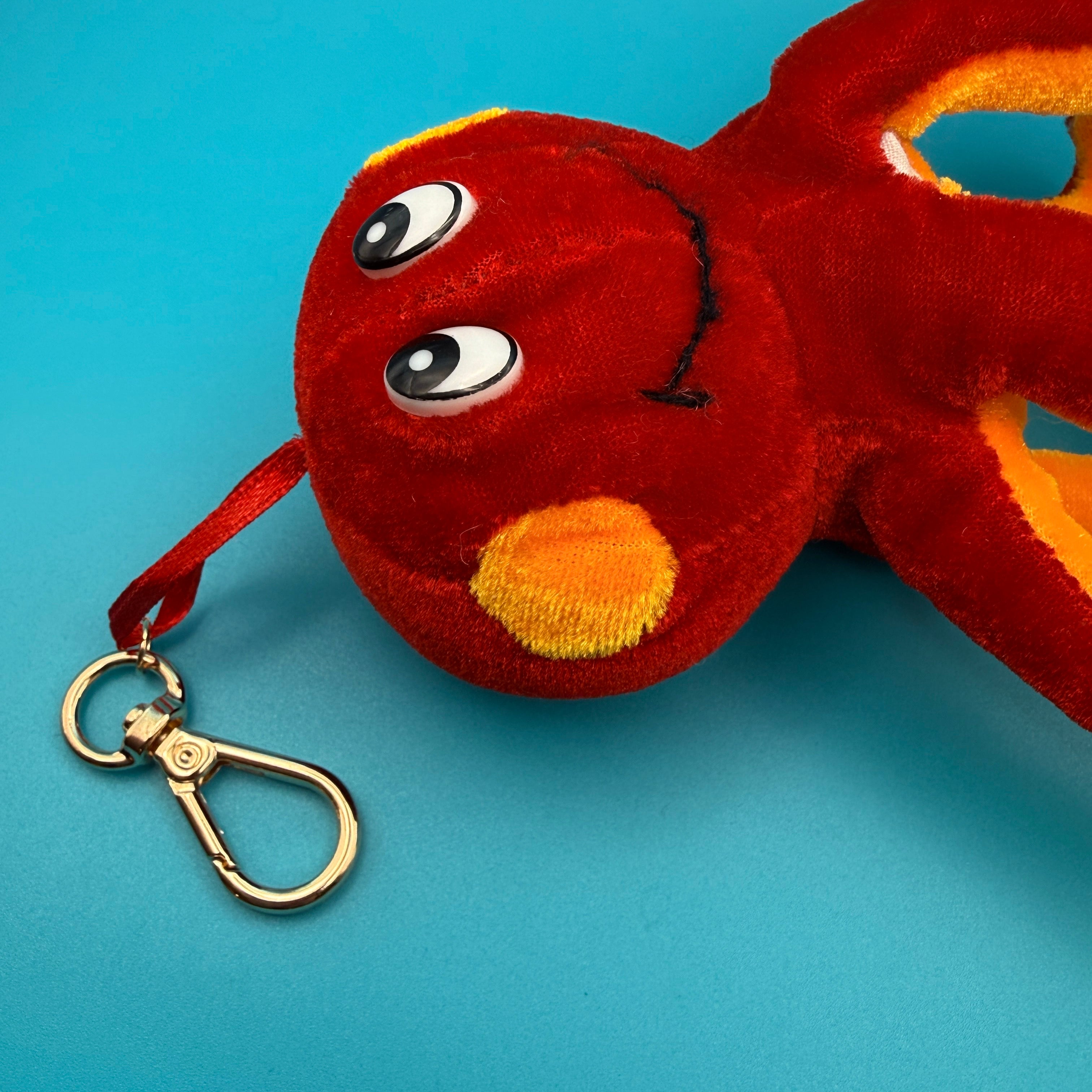 90s Red Plush Octopus -  vintage keychain vintage charms for bag nostalgia vintage keychains y2k collectible - Bag Crap