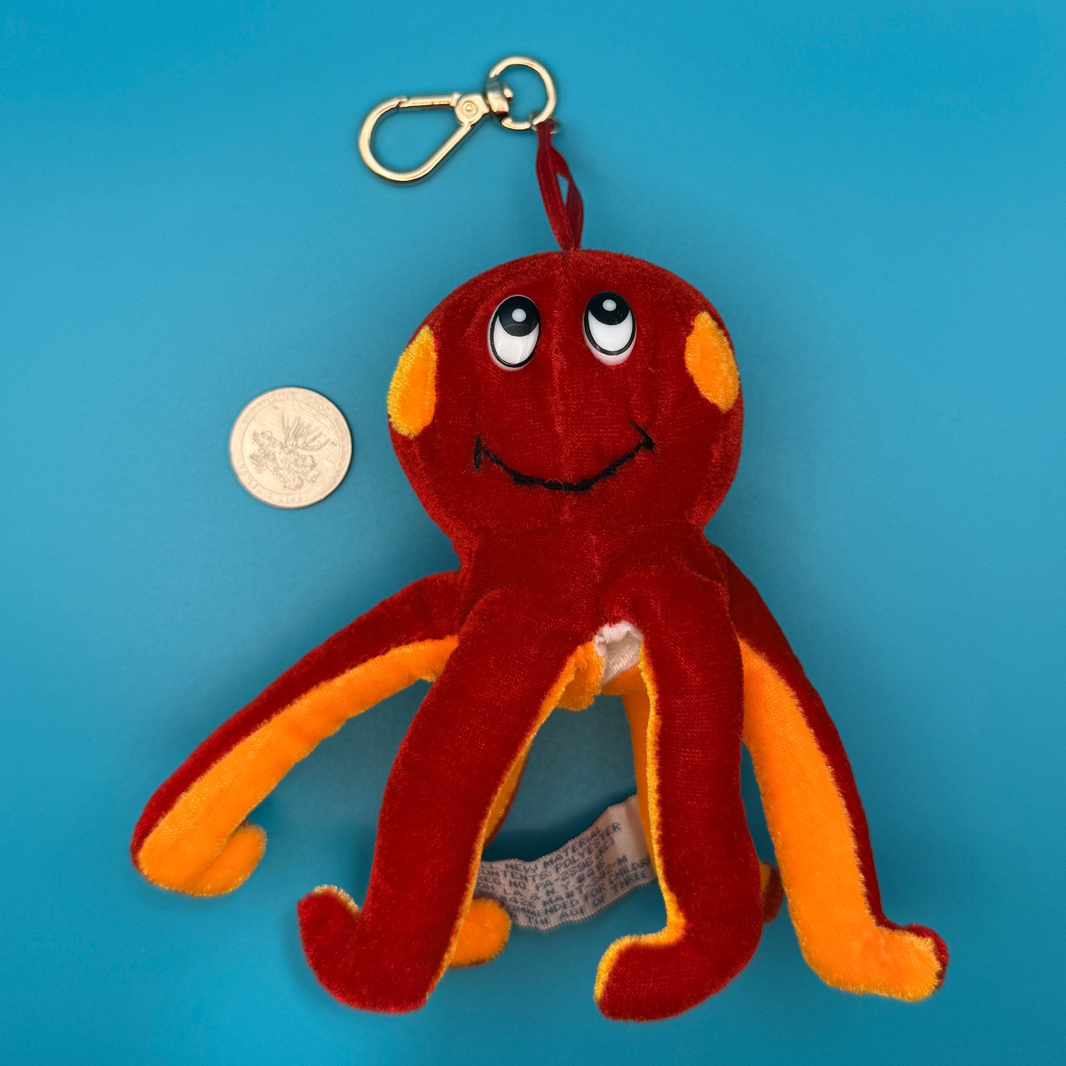 90s Red Plush Octopus -  vintage keychain vintage charms for bag nostalgia vintage keychains y2k collectible - Bag Crap