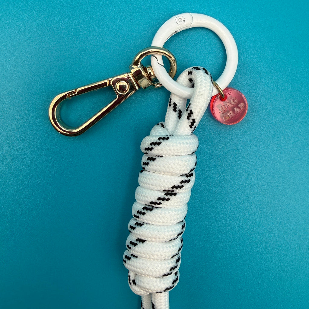 White Paracord Chunky Bead Bag Charm