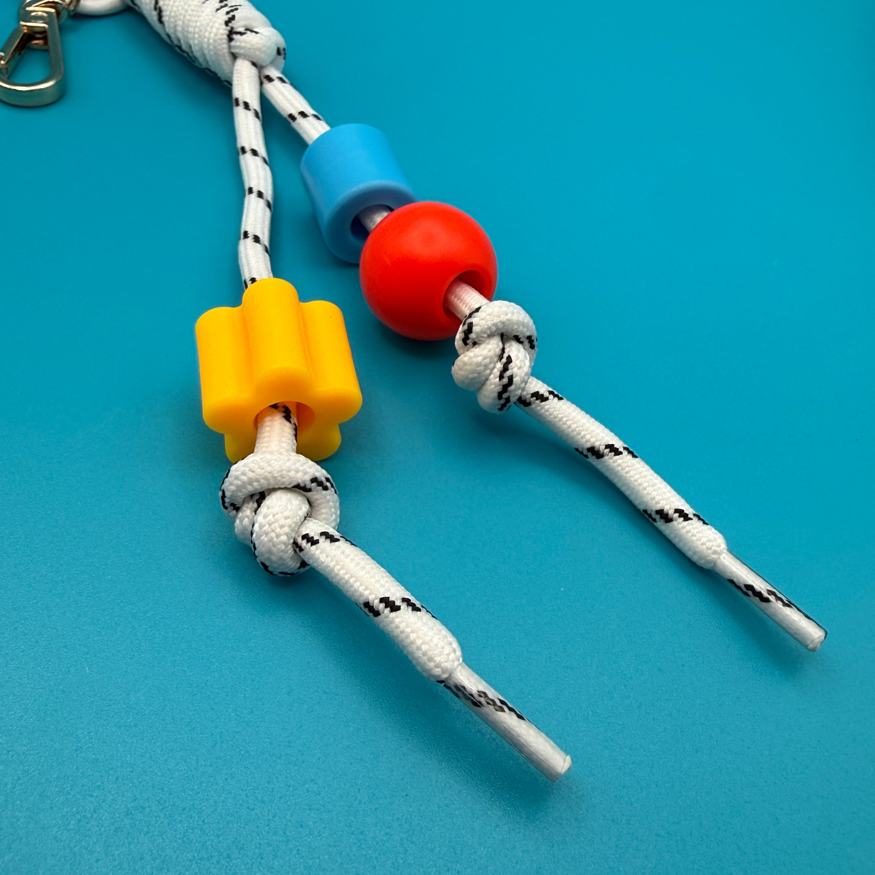 White Paracord Chunky Bead -  vintage keychain vintage charms for bag nostalgia vintage keychains y2k collectible - Bag Crap