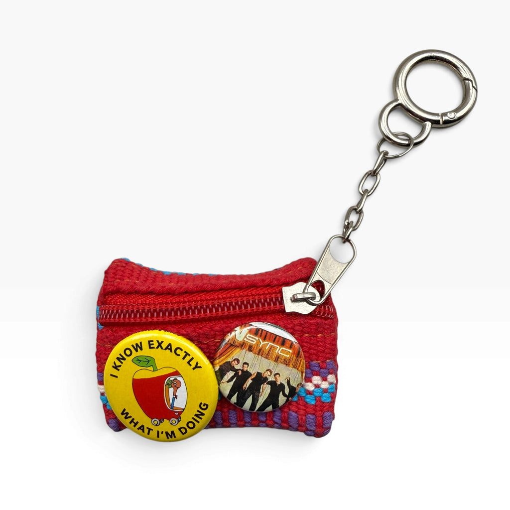 Vintage Novelty Phrase Button Mini-Pouch Bag Charms