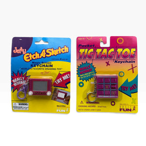 NIP  Pocket Game s — Etch A Sketch & Tic Tac Toe -  vintage keychain vintage charms for bag nostalgia vintage keychains y2k collectible - Bag Crap
