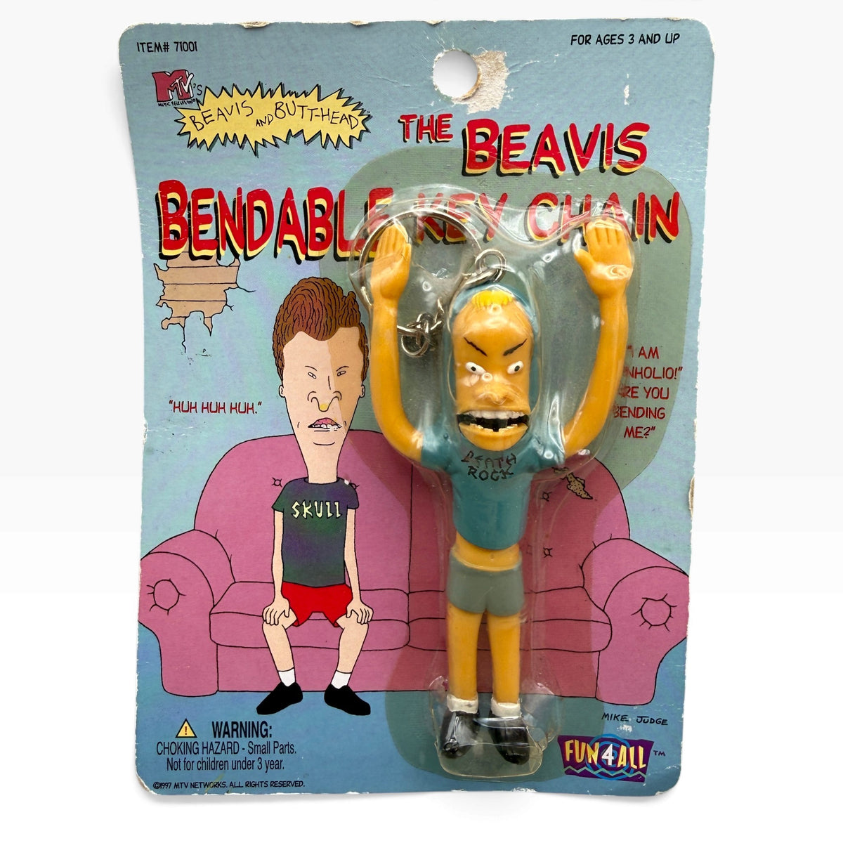 Vintage Beavis bendable keychain in original package