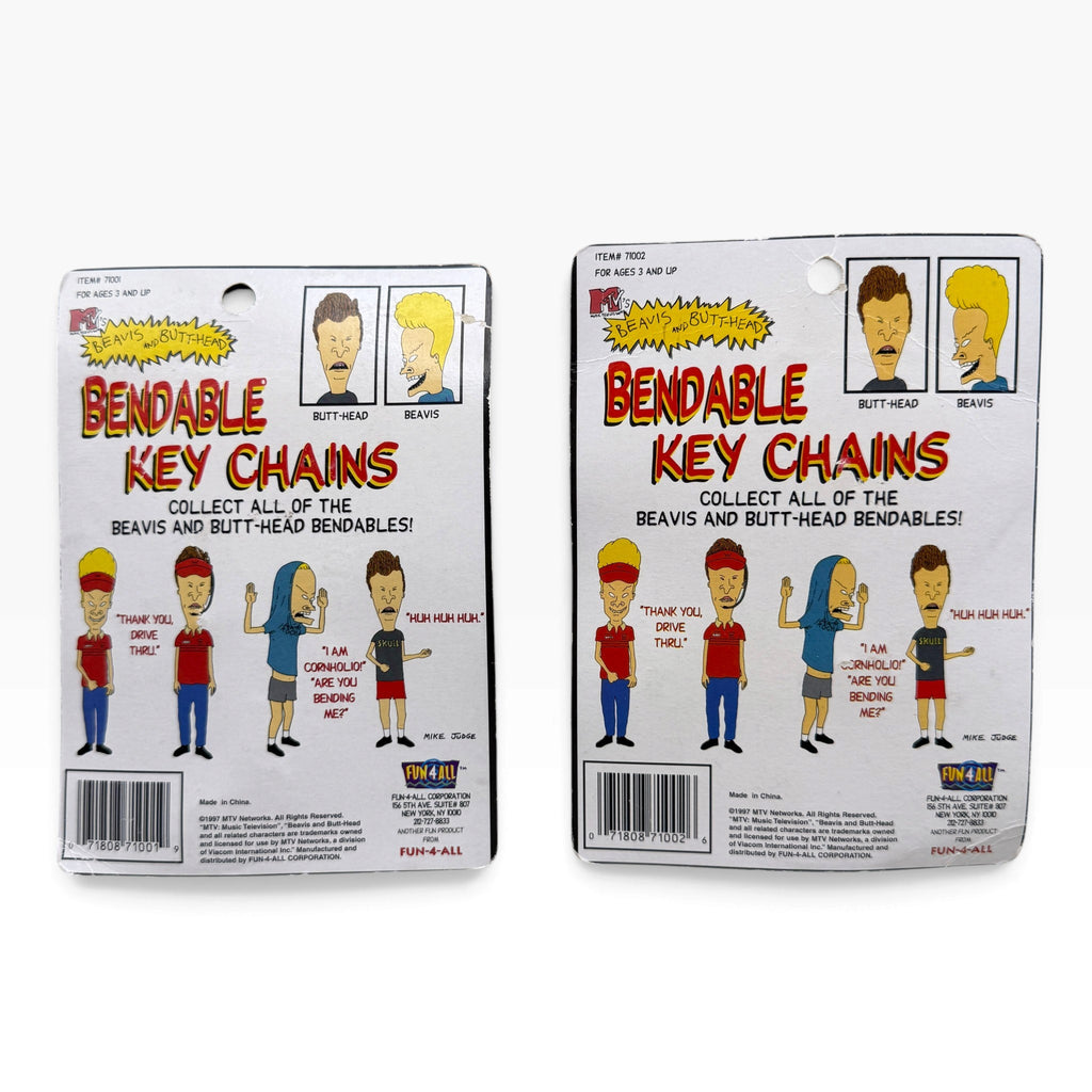 Rare NIP Vintage 1997 Beavis & Butt-Head Bendable Keychains