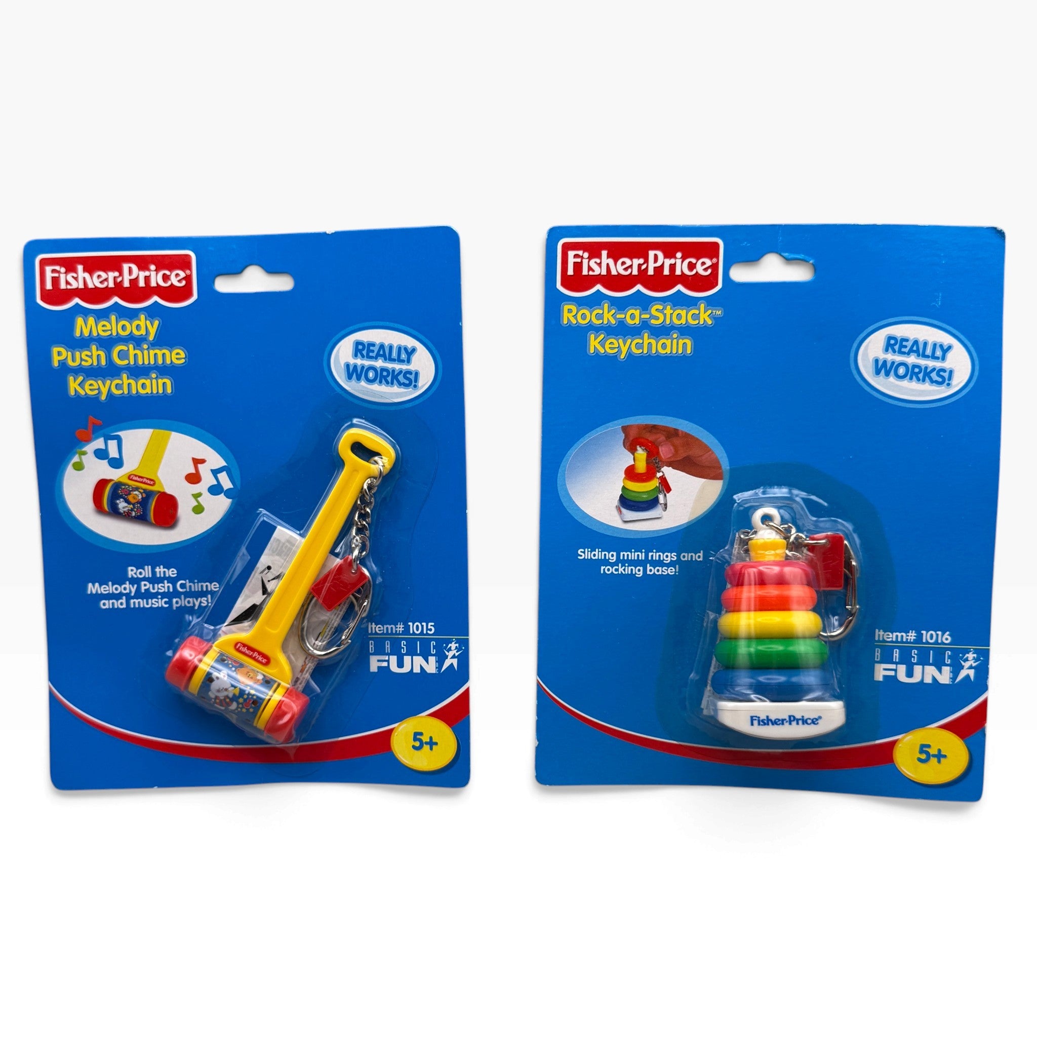 NIP  Fisher-Price s — Melody Push Chime & Rock-a-Stack -  vintage keychain vintage charms for bag nostalgia vintage keychains y2k collectible - Bag Crap