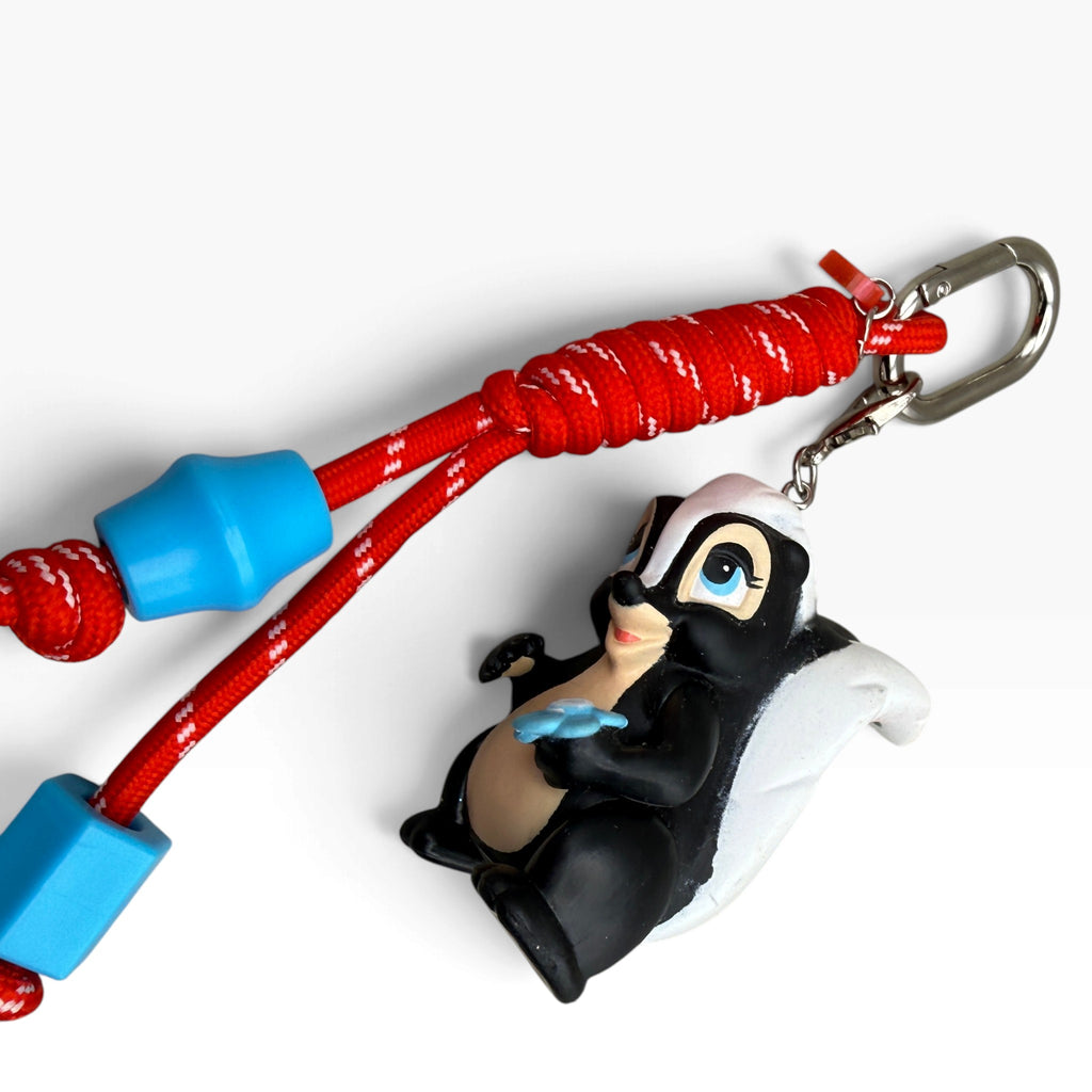 Vintage Flower the Skunk Red Paracord Bag Charm